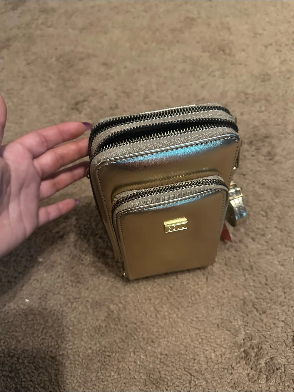 Metallic Gold Crossbody Phone Wallet